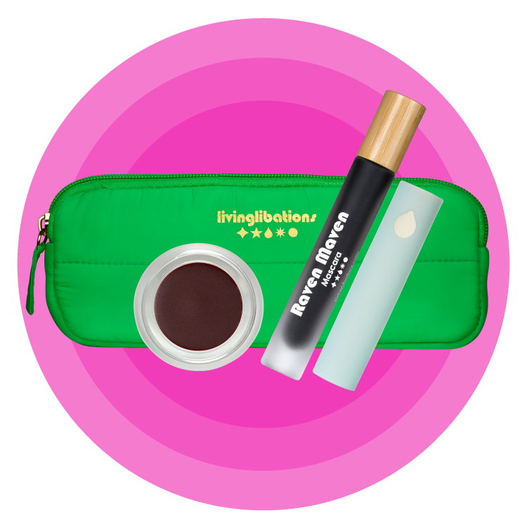 Living Libations Nourishing Natural Makeup Bundle Raven Maven Mascara Blushing Balm Silicone Sleeve
