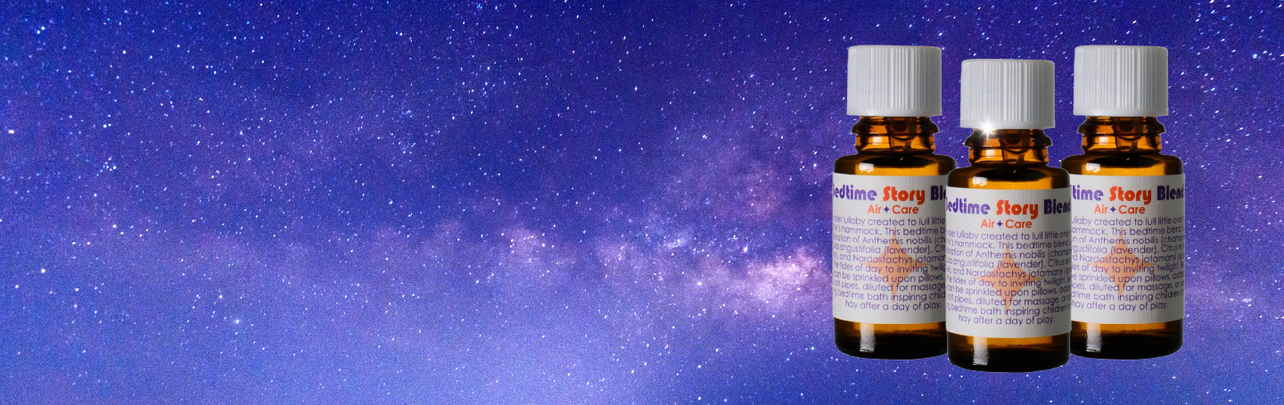 Bedtime Story Blend on a starry night sky background